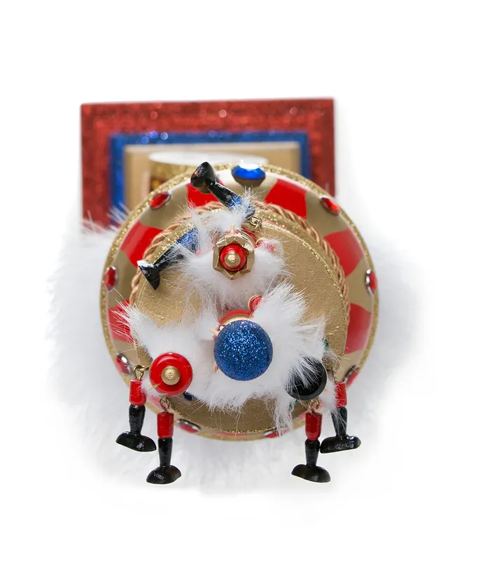 Kurt S. Adler - Hollywood Collection™  Kerst Notenkraker Opwindbare Muziek Hoed - rood blauw goud - 51cm