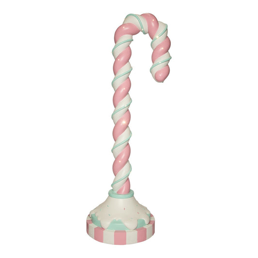 Op aanvraag: Viv! Christmas Kerstbeeld - XXL Roze-Wit Gestreepte Zuurstok incl. LED - Kerst Display - 180cm