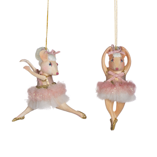 Goodwill M&G Kerstornament - Ballerina Muisjes - set van 2 - roze - 11cm