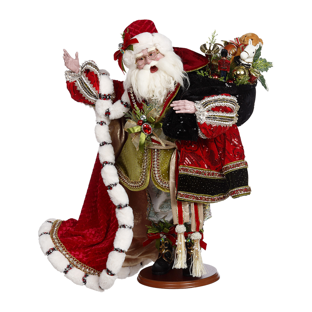 Mark Roberts Kerstbeeld - Oud Engelse Kerstman - wit rood groen - 66cm - Collector's Item