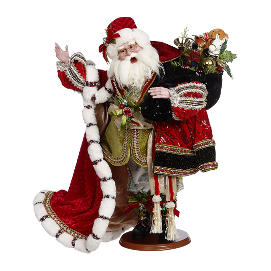 Mark Roberts Weihnachtsfigur - Altenglischer Weihnachtsmann - weiß rot grün - 66cm - Sammlerstück