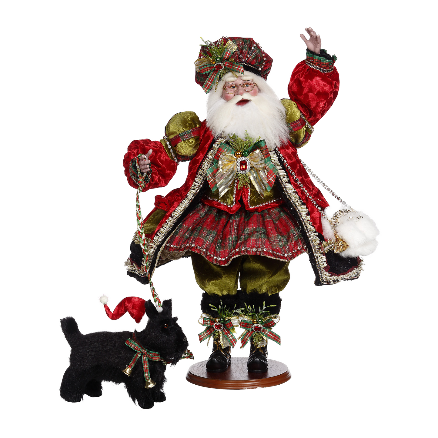 Mark Roberts Kerstbeeld - Schotse Kerstman Pop 'Highland plaid' - rood groen - 61cm - Collector's Item