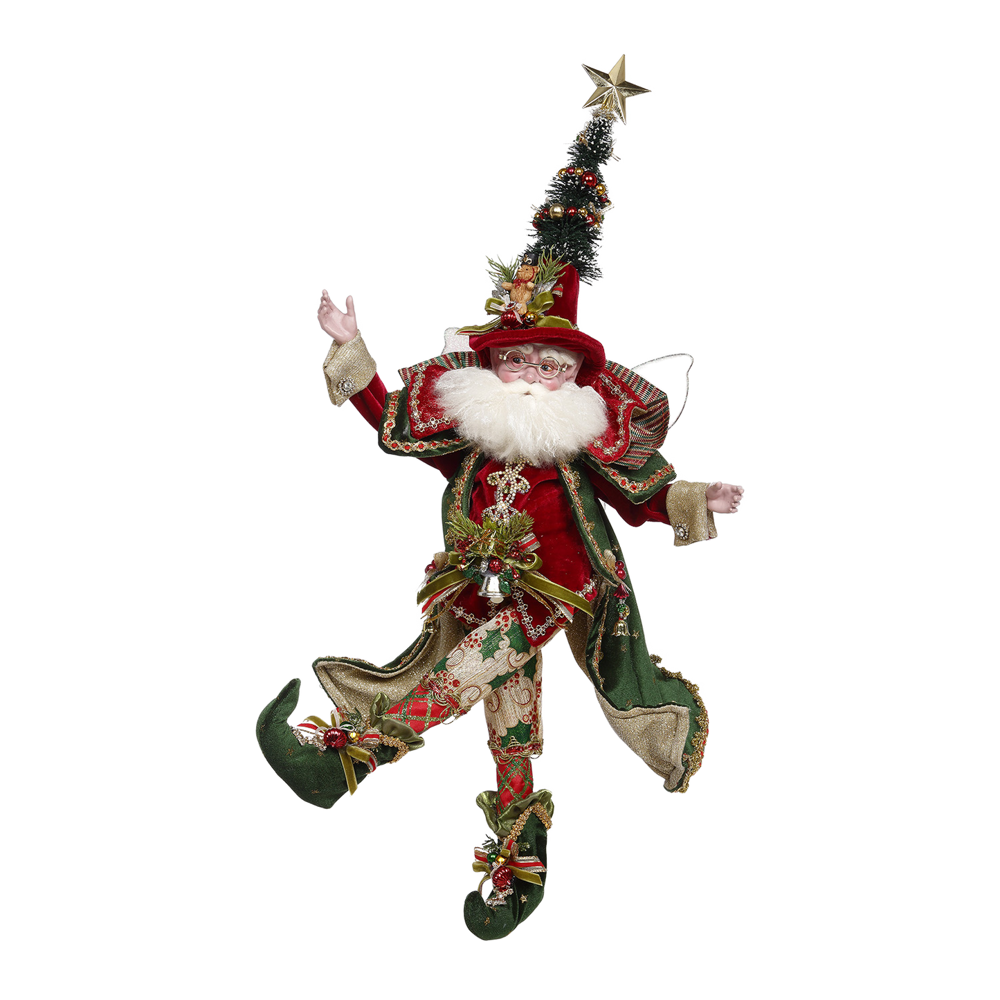 Mark Roberts Kerstbeeld - Kerstelf Zilverspar - incl. Standaard - rood groen - 68cm - Collector's Item