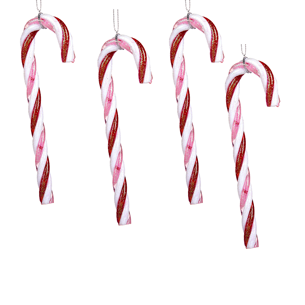 Viv! Christmas Kerstornament - Zuurstok Snoepgoed - 4 stuks - rood - 15cm