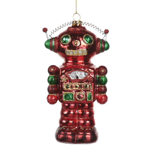 Viv! Christmas Ornament - Robot - glass - red green - 15cm