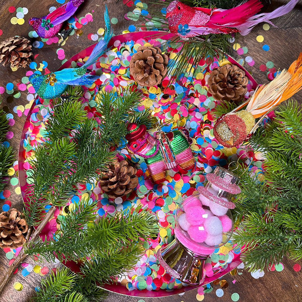 Viv! Christmas Kerstornament - Piñata- glas - diverse kleuren - 9cm