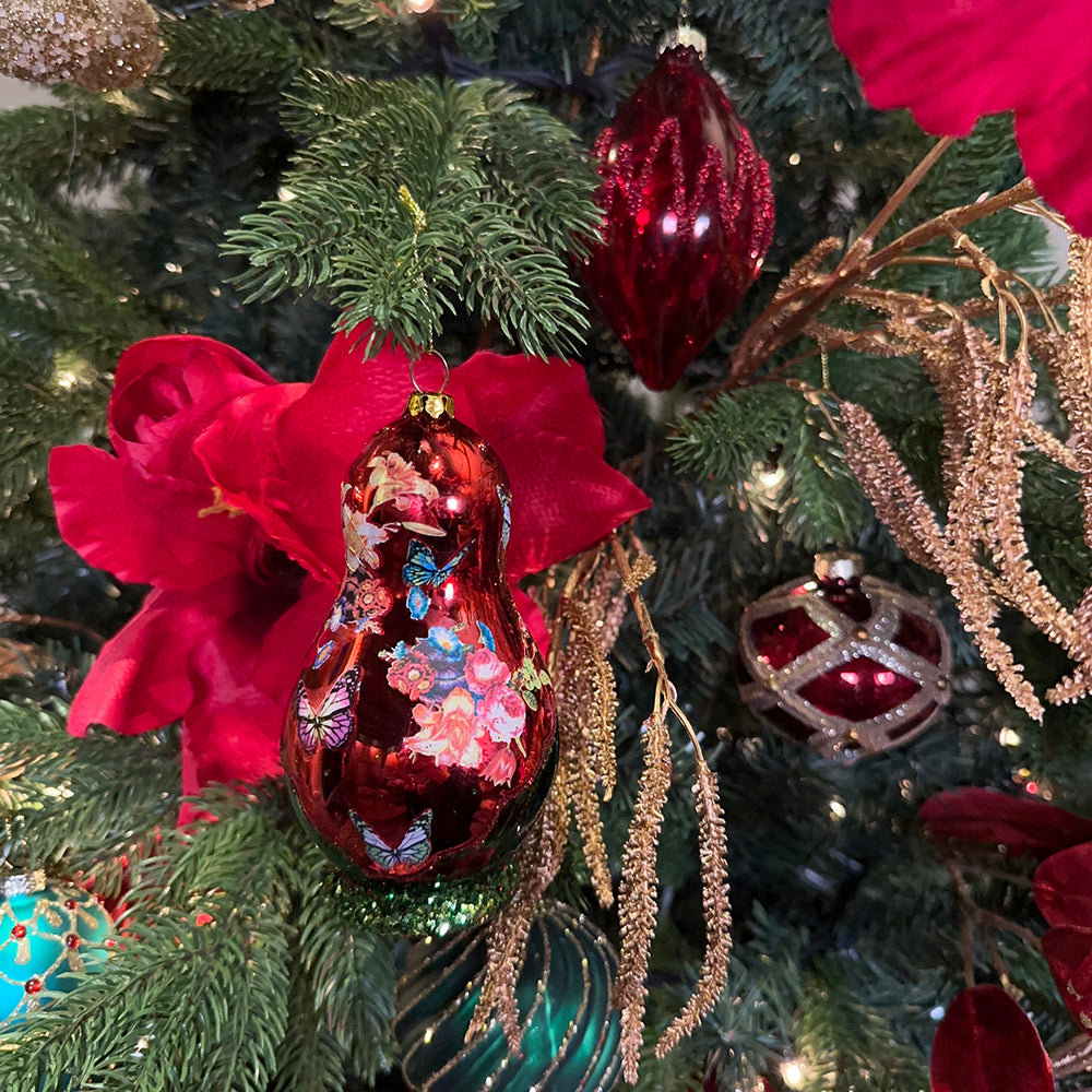 Viv! Christmas Ornament - Matryoshka Doll - glass - green red - 14cm
