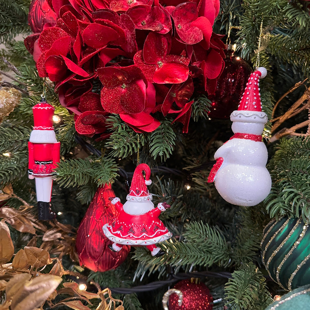 Kurt S. Adler Christmas Ornament - Snowman Nutcracker Santa Claus - set of 3 - red white - 12cm