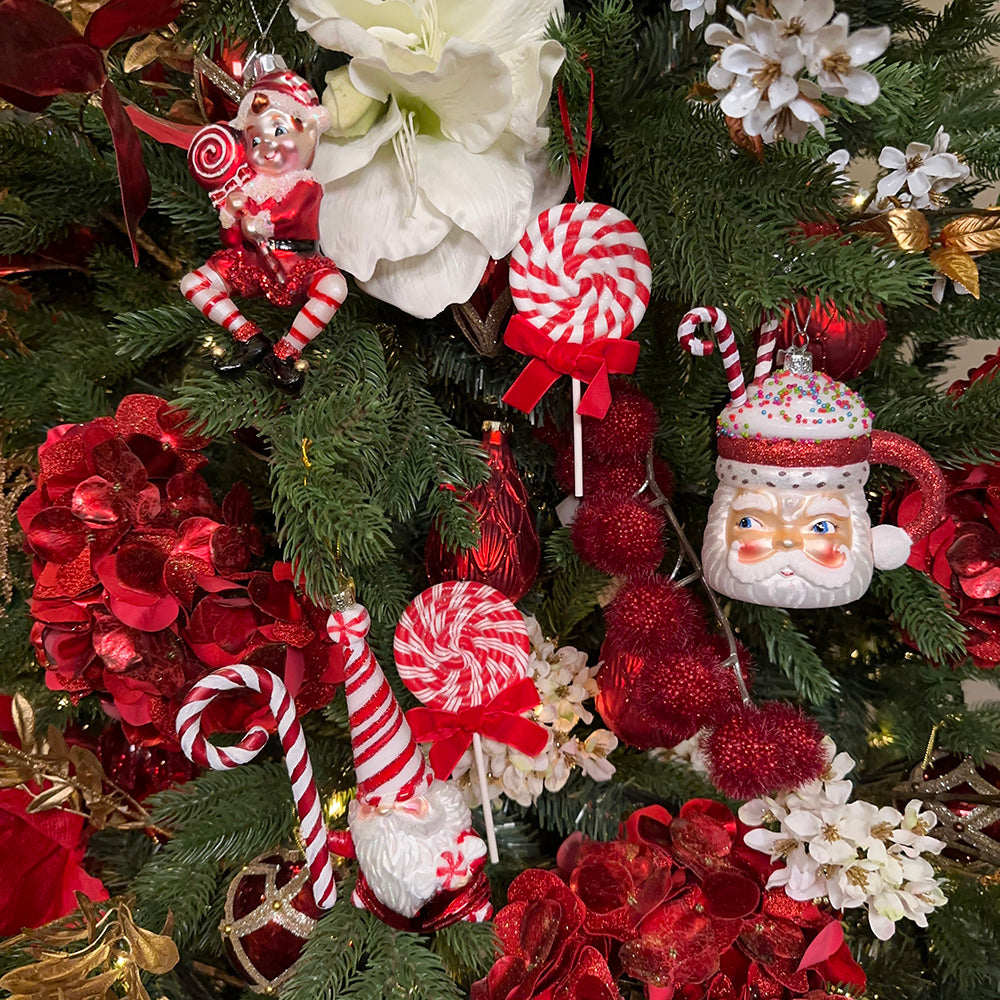 Kurt S. Adler Christmas Ornament - Peppermint Swirl Lollipop - set of 2 - red white - 16cm