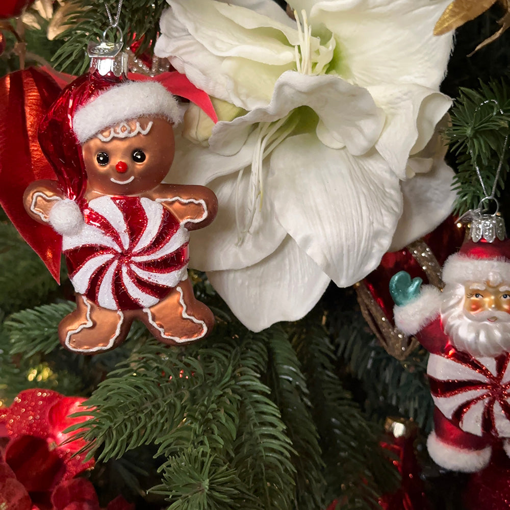 Kurt S. Adler Christmas Ornament - Gingerbread, Santa Claus, Snowman Candy - set of 3 - glass - red white - 8cm