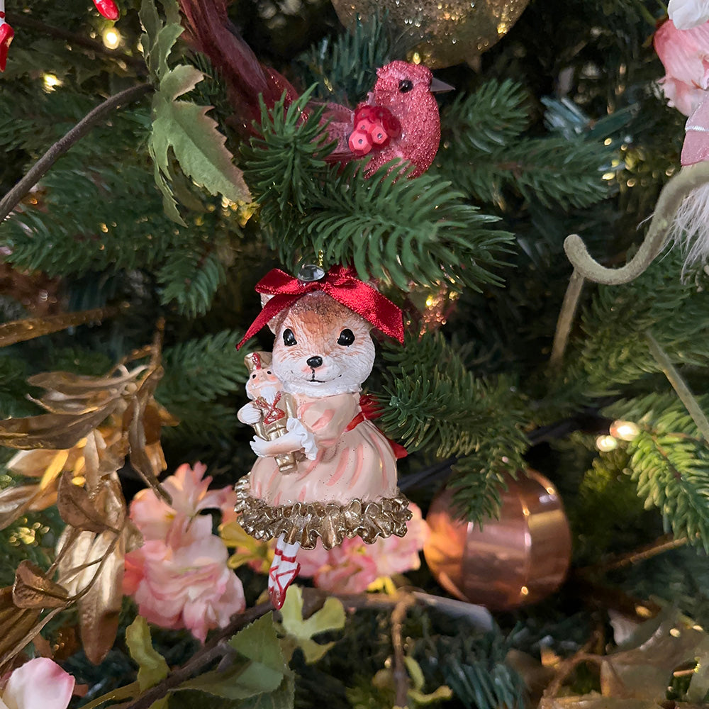 Viv! Christmas Kerstboomversiering - Vogeltjes op Clip - set van 3 - roze - 14cm