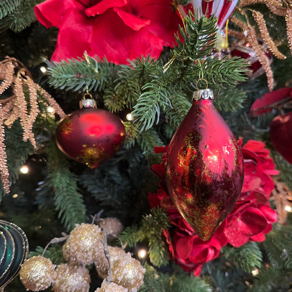 Viv! Christmas Kerstbal - Rood goud - set van 3 - glas - 8cm