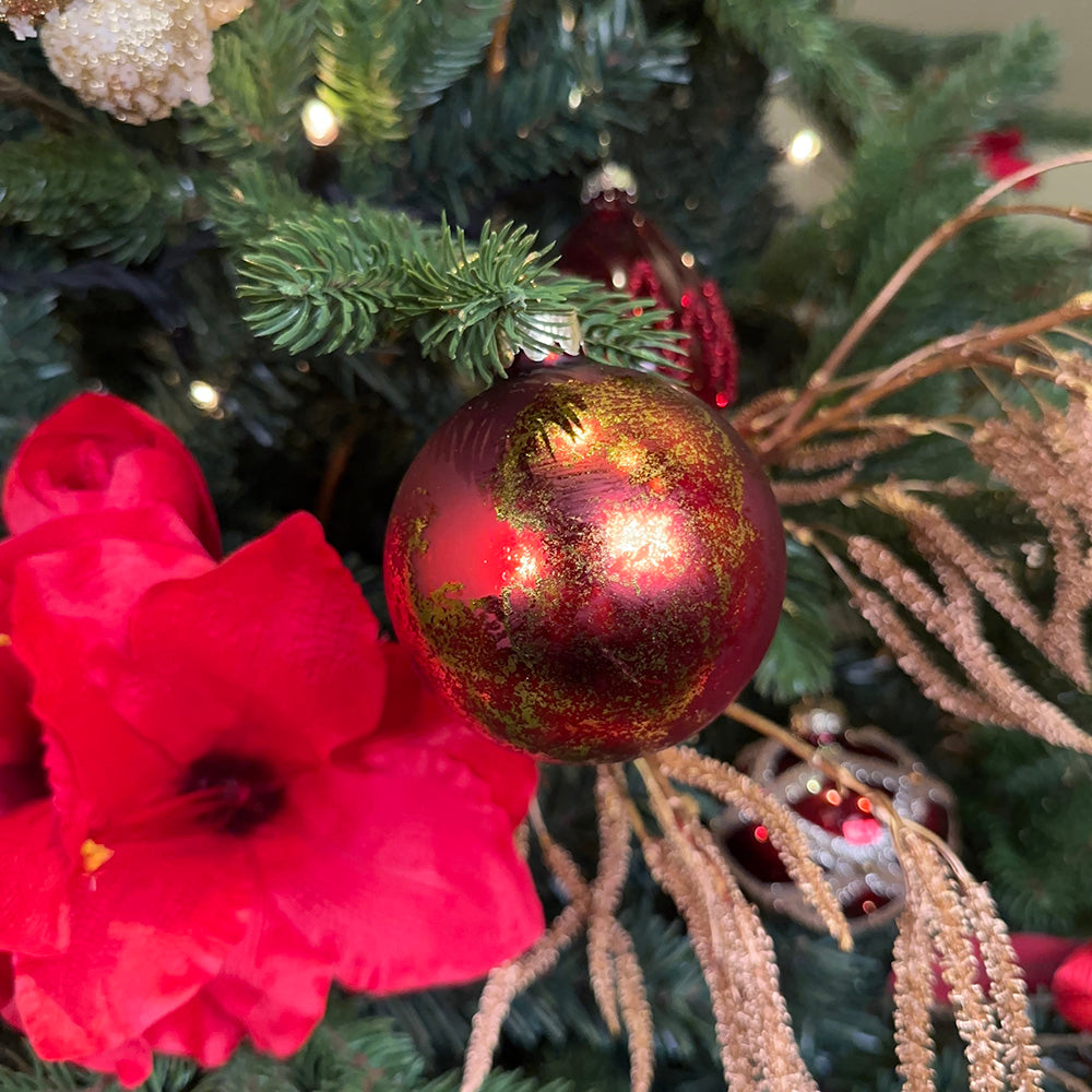 Viv! Christmas Kerstbal - Rood goud - set van 3 - glas - 8cm
