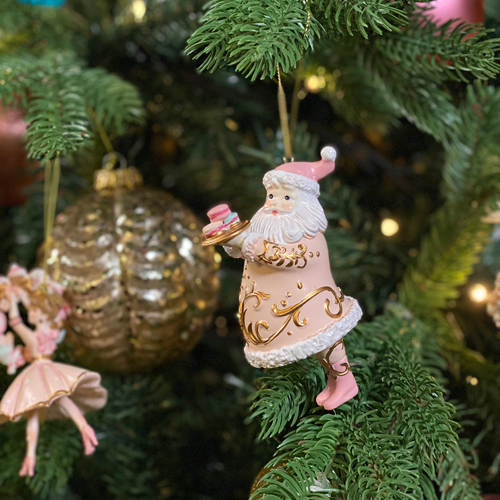 Goodwill M&G Kerstornament - kerstman Macaron - roze goud - 10cm