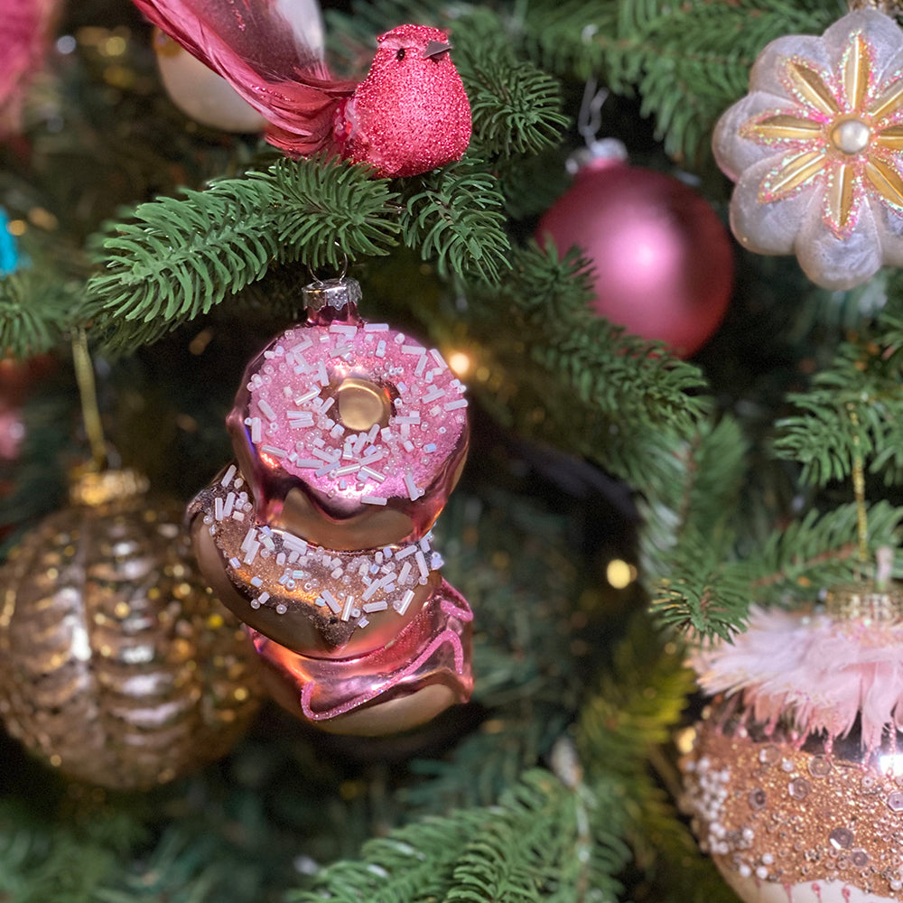 Viv! Christmas Tree Decoration - Birds on Clip - set of 3 - pink - 14cm