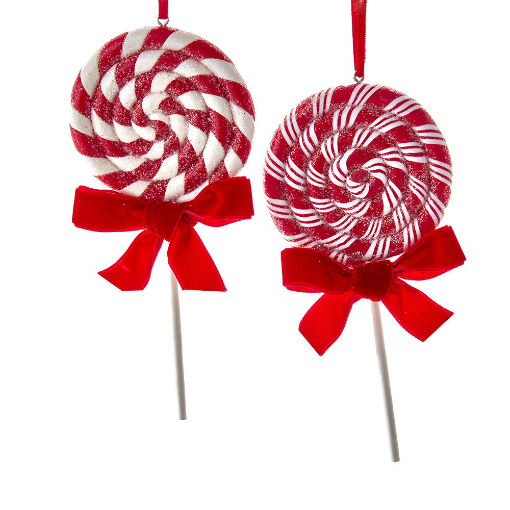 Kurt S. Adler Weihnachtsschmuck – Peppermint Swirl Lollipop – 2er-Set – rot weiß – 16 cm