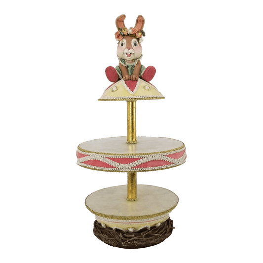 Katherine's Collection Paasdecoratie - Etagère Paasei met Paashaas - pasen - crème roze - 56cm