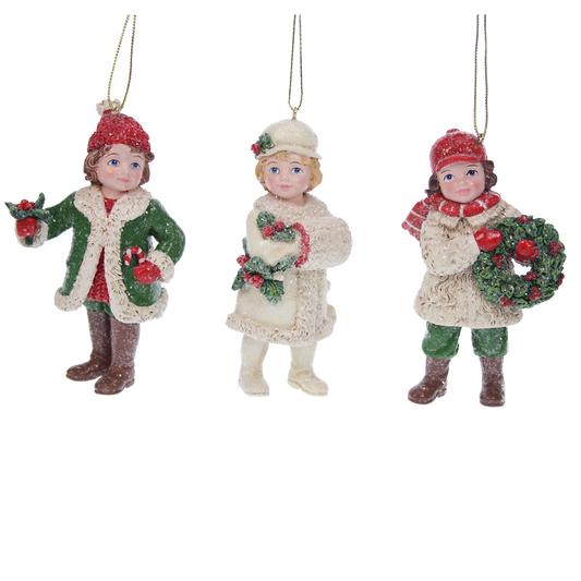 Viv! Christmas Ornament - Christmas Girls - set of 3 - red white green - 11cm