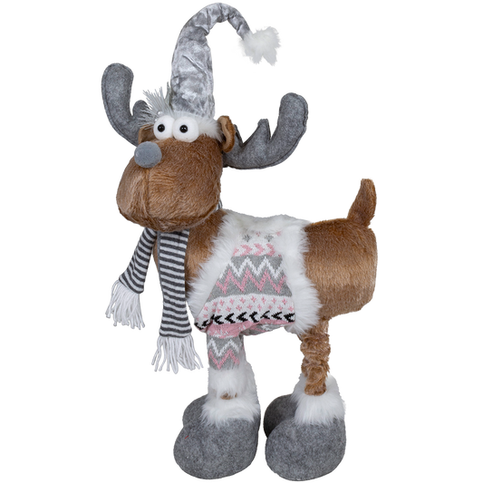 Viv! Christmas Kerstbeeld - Eland met Verlengbare Poten - grijs zilver bruin - 57-77cm