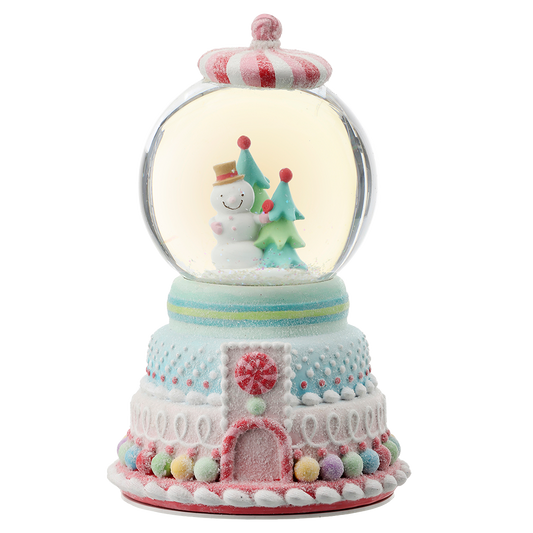 Viv! Christmas Snow Globe incl. Music Box - Snowman in Candy Machine - pastel - 25cm