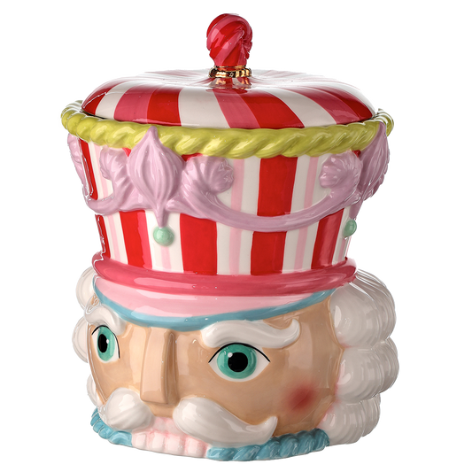 Viv! Christmas tableware - Cookie Jar Nutcracker - ceramic - red pink white - 25cm