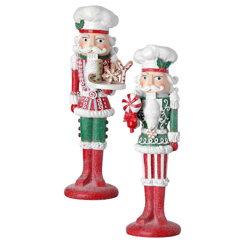 Viv! Christmas Kerstbeeld - Snoepgoed Kerst Notenkrakers - set van 2 - rood groen wit - 29cm