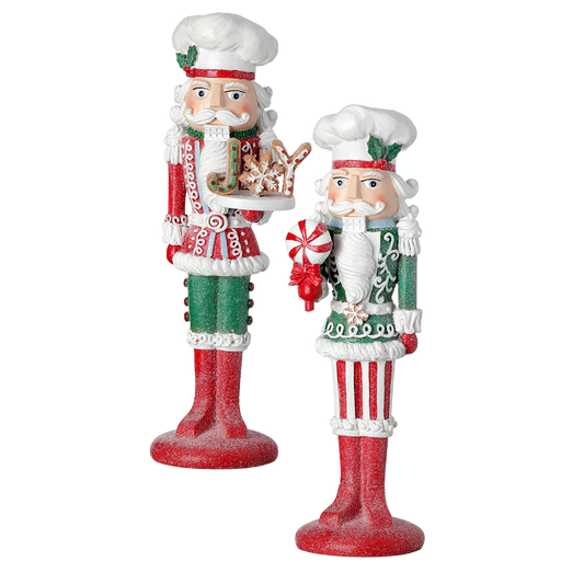 Viv! Christmas Tabletop Figure - Candy Christmas Nutcrackers - set of 2 - red green white - 29cm