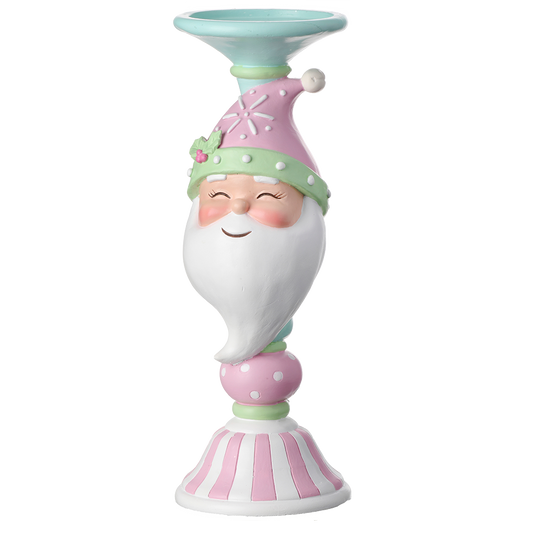 Viv! Christmas Table Decoration - Santa Candle Holder - pastel - pink white - 31cm