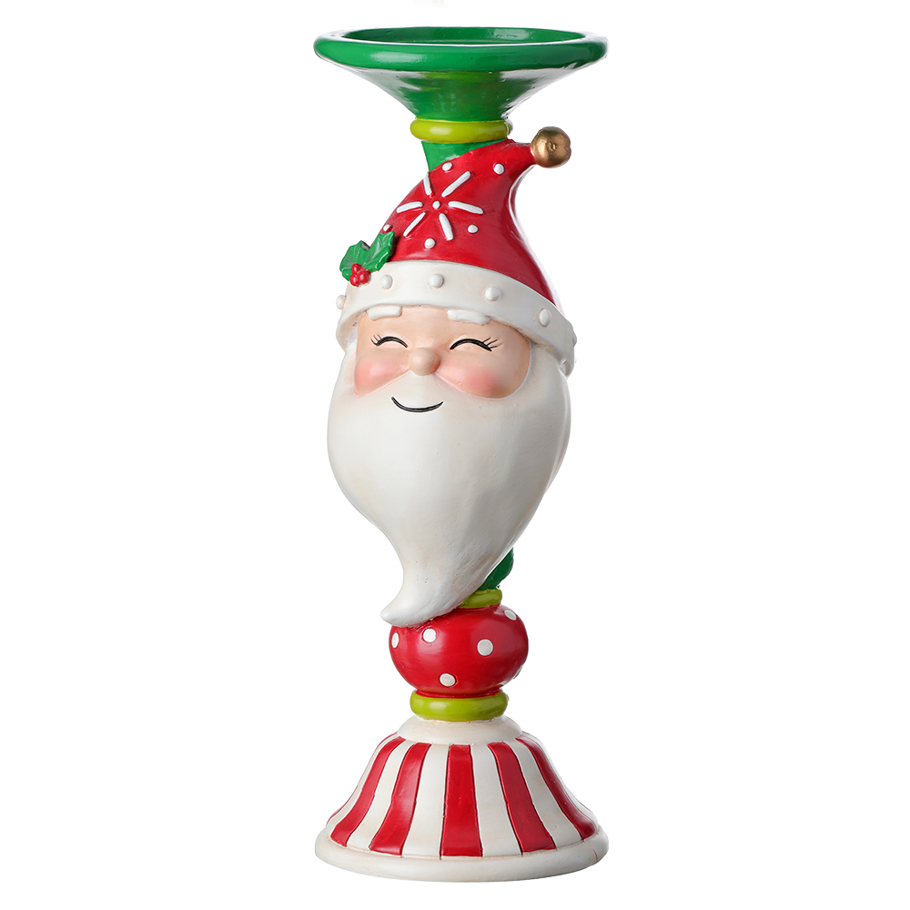 Viv! Christmas Kerst Tafeldecoratie - Kandelaar Kerstman - rood groen wit - 31cm