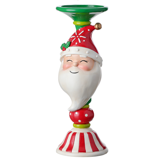 Viv! Christmas Table Decoration - Santa Candle Holder - red green white - 31cm