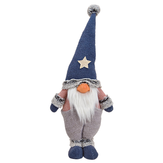 Viv! Christmas Tabletop Figure - Gnome with Knitted Dungarees - pink blue - 52cm