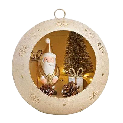 Viv! Christmas Christmas ornament/Christmas decoration - Santa Claus in Open Christmas Bauble - cream gold - 15cm