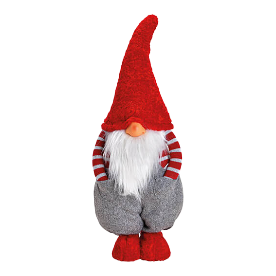 Viv! Christmas Kerstbeeld - Verlegen Gnoom - rood grijs - 55cm