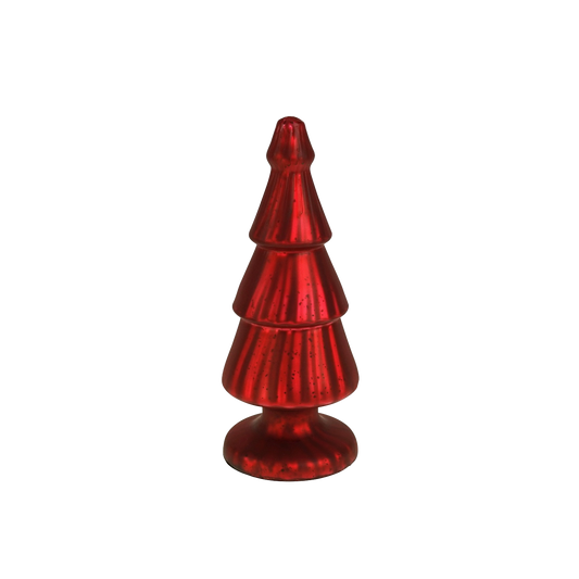 Viv! Christmas Tabletop Figure - Glass Christmas tree - glass - matt red - 25cm