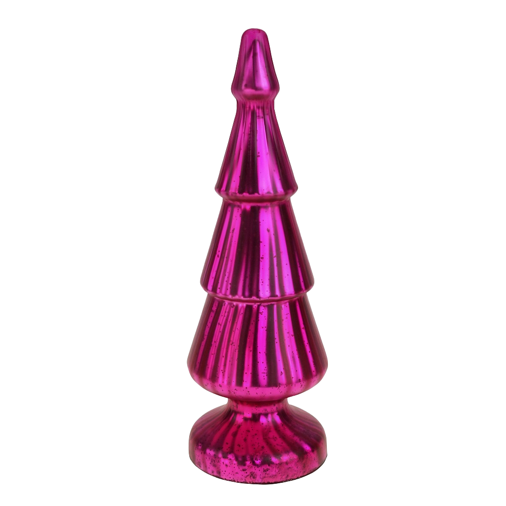 Viv! Christmas Kerstbeeld - Glazen Kerstboom - glas - mat fuchsia roze - 36cm