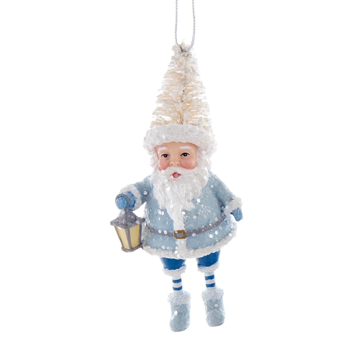 Kurt S. Adler Kerstornament - Kerstmannetjes met kerstboomhoed - set van 3 - blauw wit - 11cm - Viv! Home Luxuries