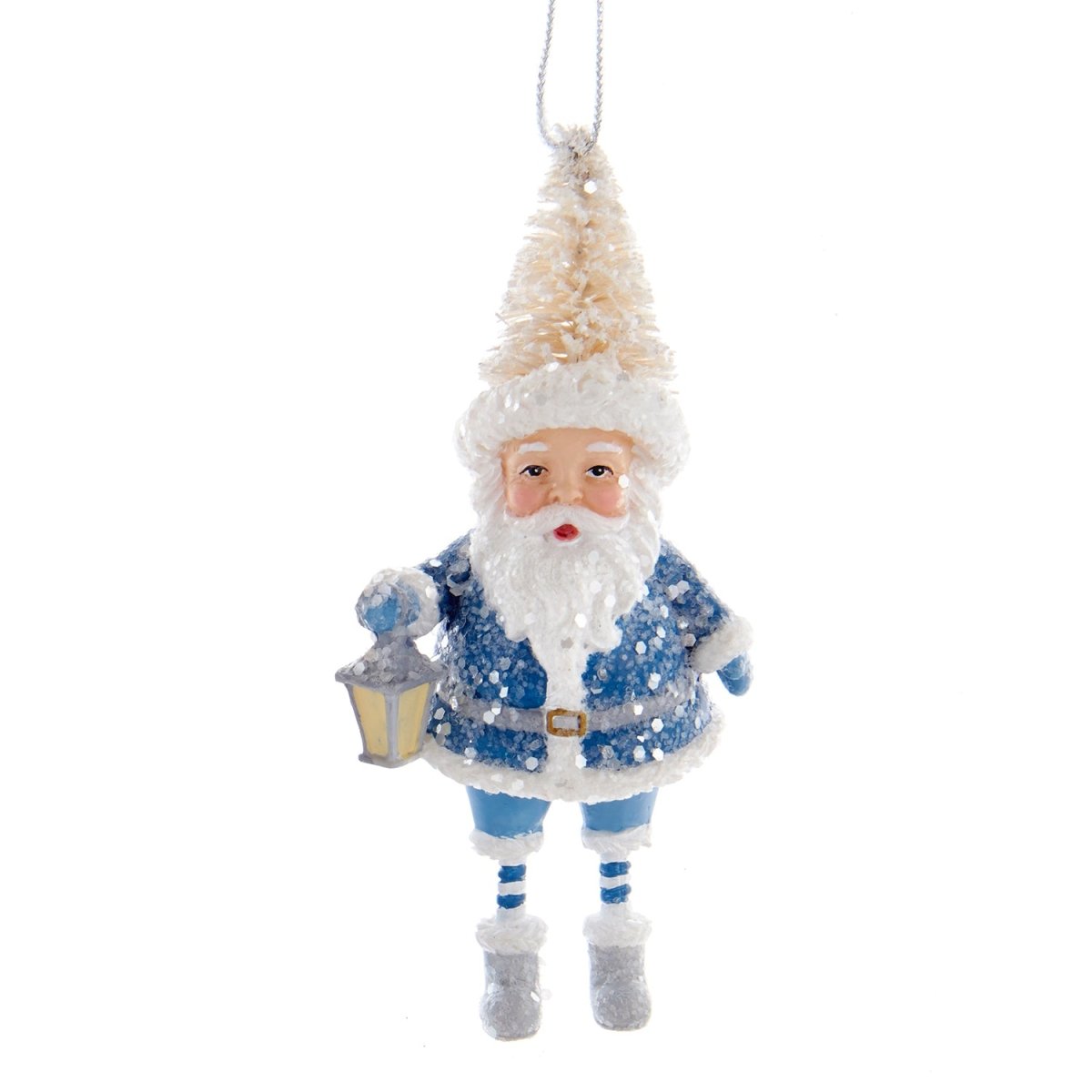 Kurt S. Adler Kerstornament - Kerstmannetjes met kerstboomhoed - set van 3 - blauw wit - 11cm - Viv! Home Luxuries