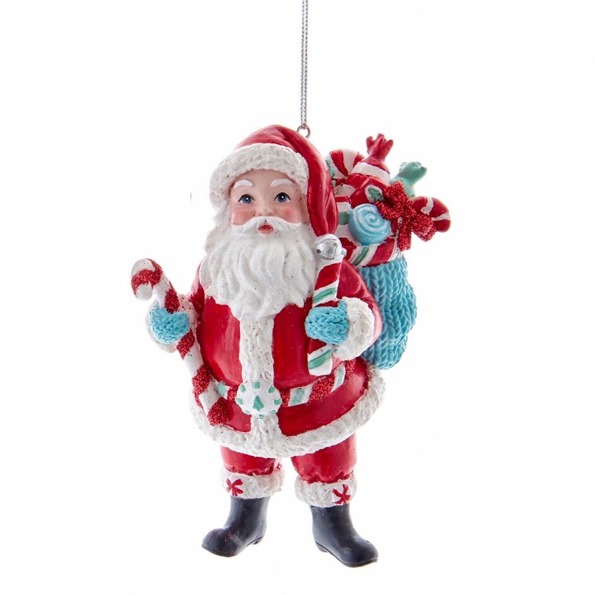 Kurt S. Adler Kerstornament - Retro kerstman met cadeaus - set van 2 - rood blauw - 10cm - Viv! Home Luxuries
