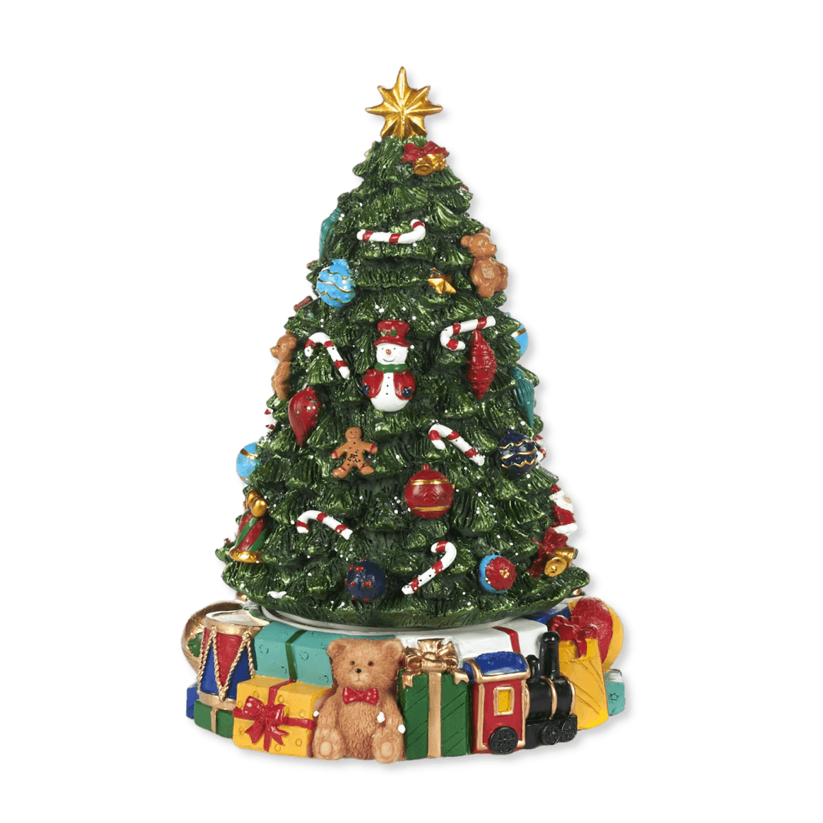 Viv! Home Luxuries Kerst muziekdoos - Kerstboom met cadeautjes - groen - 29cm - Viv! Home Luxuries