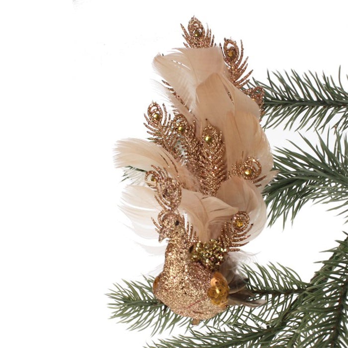 Viv! Home Luxuries Kerstdecoratie vogel - Pauwen op clip - set van 2 - wit koper - 19cm - Viv! Home Luxuries