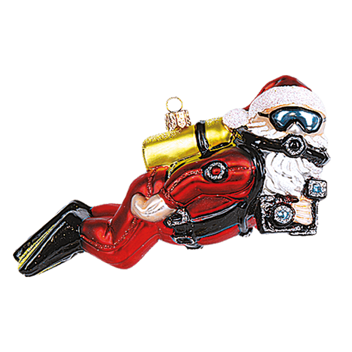 Viv! Home Luxuries Kerstornament - Duikende Kerstman - mond geblazen glas - rood - 15cm - Viv! Home Luxuries
