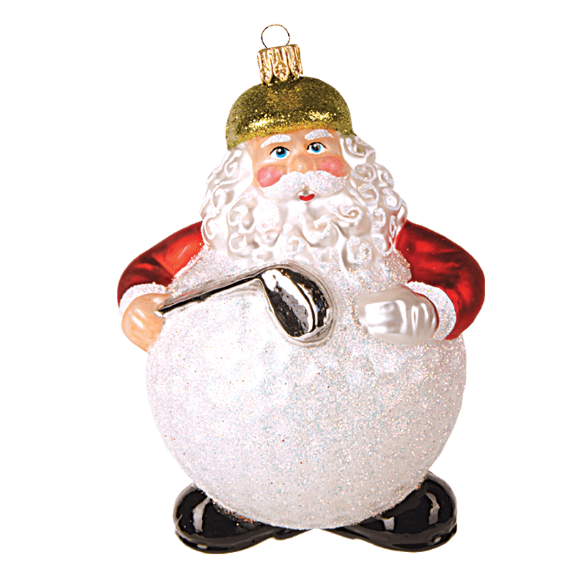 Viv! Home Luxuries Kerstornament - Golf Kerstman - mond geblazen glas - rood wit - 11cm - Viv! Home Luxuries