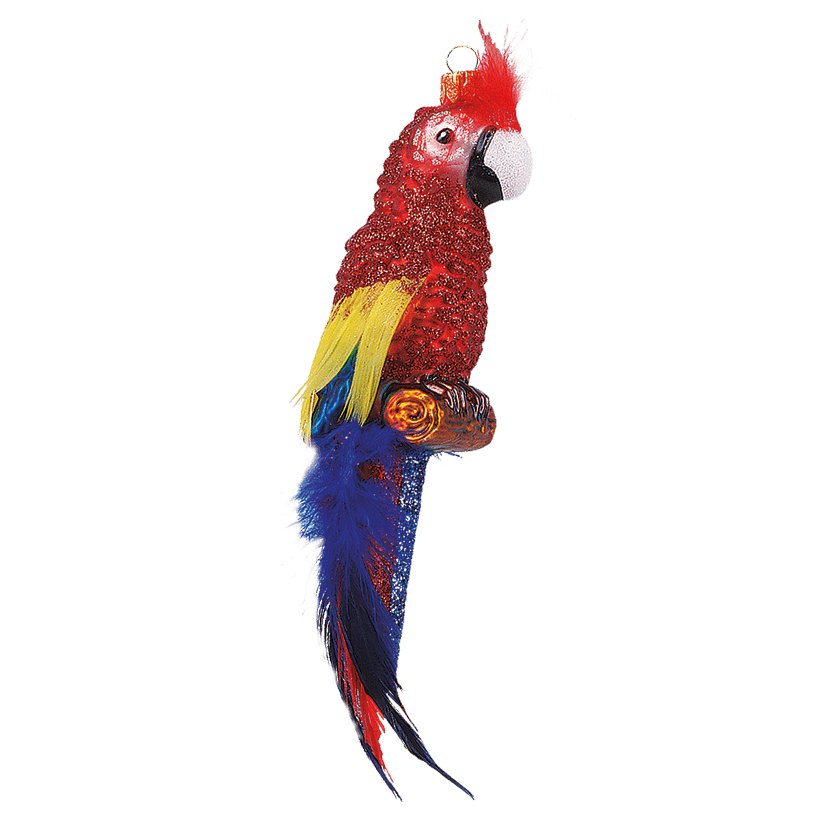 Viv! Home Luxuries Kerstornament - Papegaai vogel - mond geblazen glas - rood geel blauw - 15cm - Viv! Home Luxuries