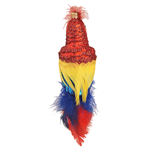 Viv! Home Luxuries Kerstornament - Papegaai vogel - mond geblazen glas - rood geel blauw - 15cm - Viv! Home Luxuries