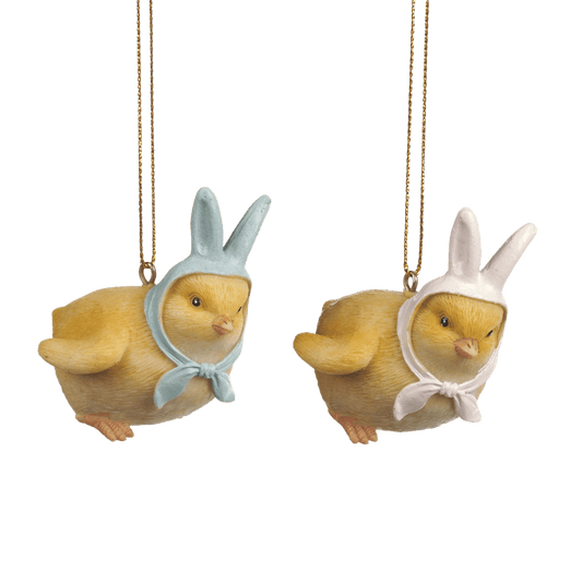 Viv! Home Luxuries Paasdecoratie Hanger - Kuikens met hazenoortjes - blauw roze - set van 2 - 6cm - Viv! Home Luxuries
